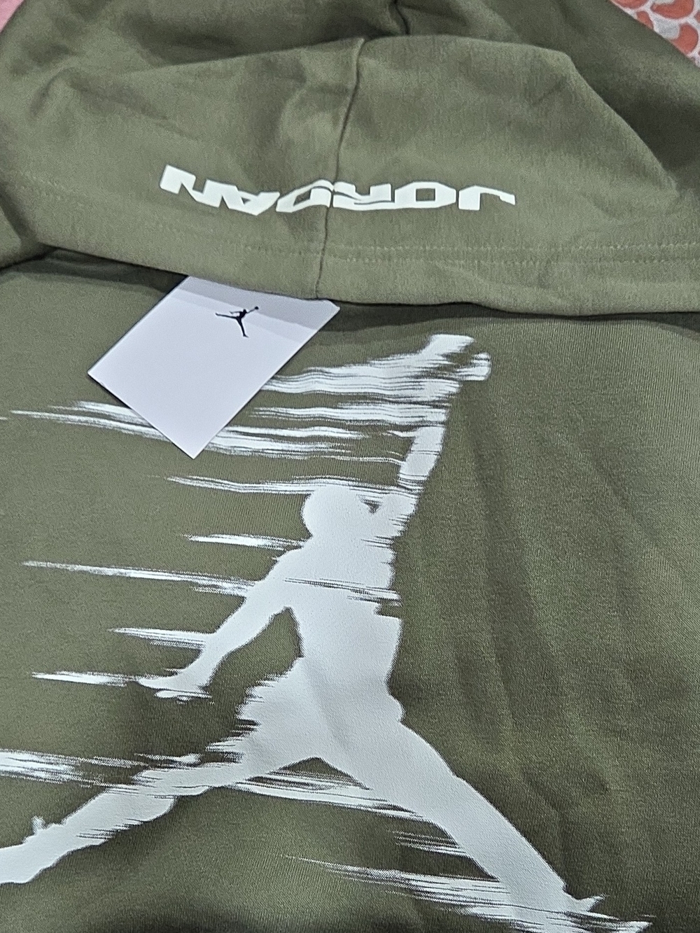 Jordan Olive Green Hoodie with White Jumpman Print
